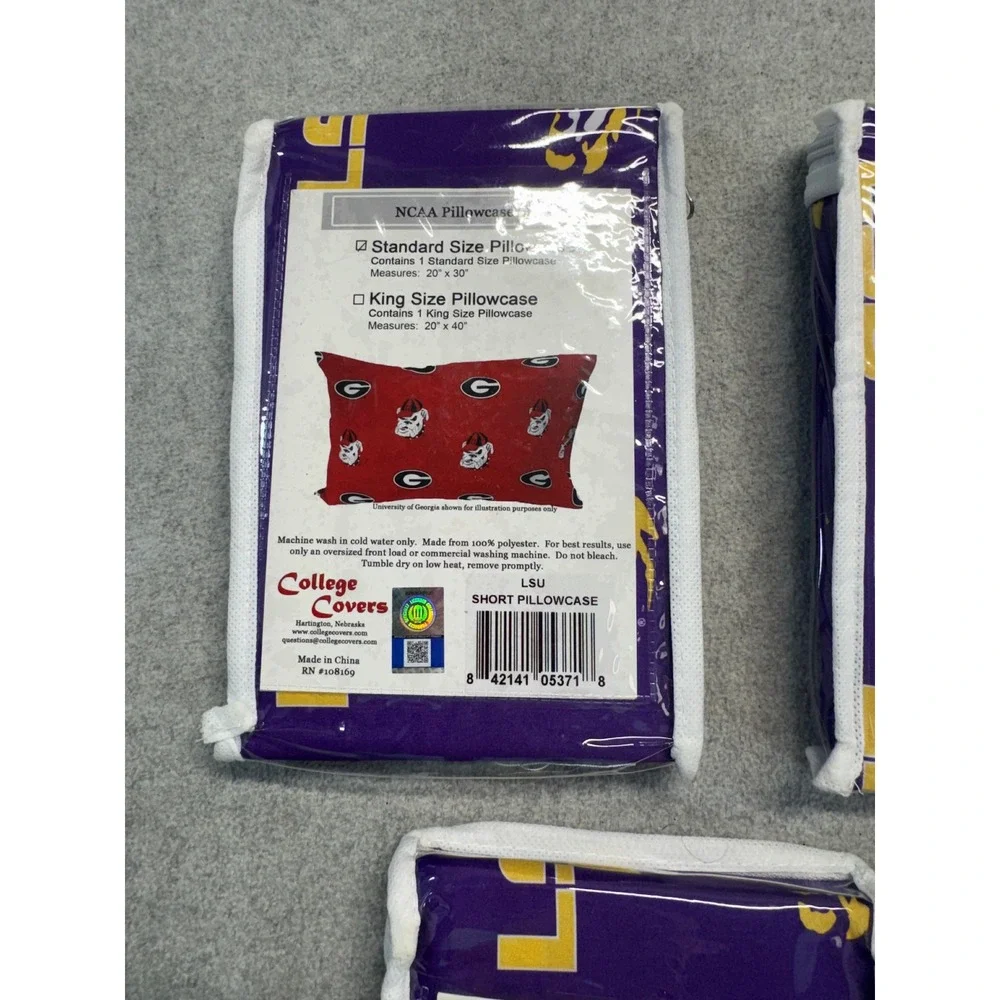 LSU Tigers NCAA Standard Pillowcase Purple Gold Team Logo College Covers NIP‎